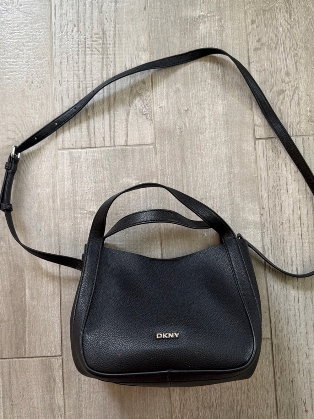 DKNY Black Pebbled Leather Crossbody Satchel